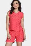 Zivame 2 Mile Fashion Sweetheart Diaries Knit Cotton Shorts Set - Rose of Sharon — thumbnail 2